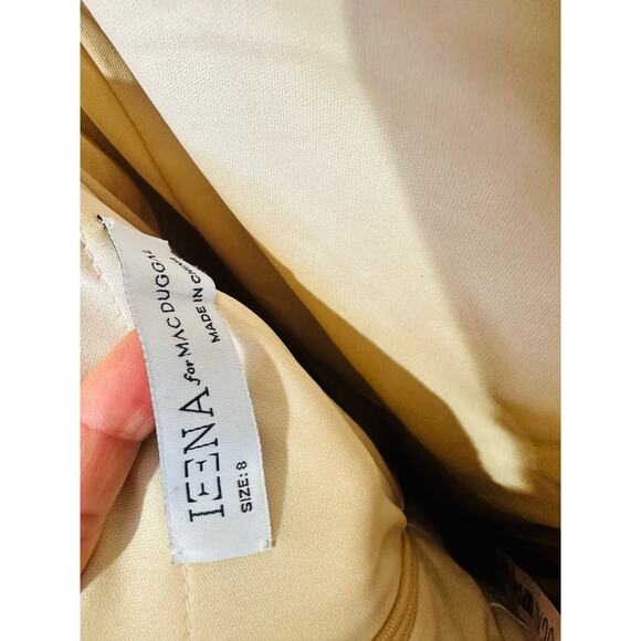 MAC DUGGAL Gold Metallic Plissé Square Neck Pleated Ruffle Belt Detail Dress 8 - Picture 11 of 16